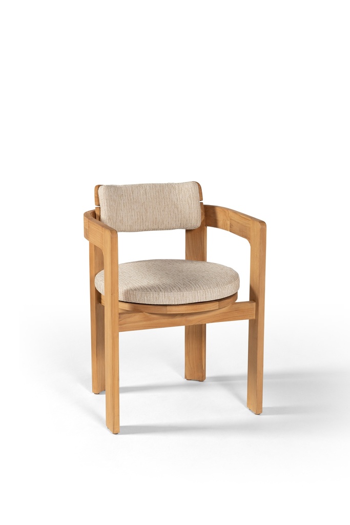 Maria dining chair teak + back and seat cushion palido ecru