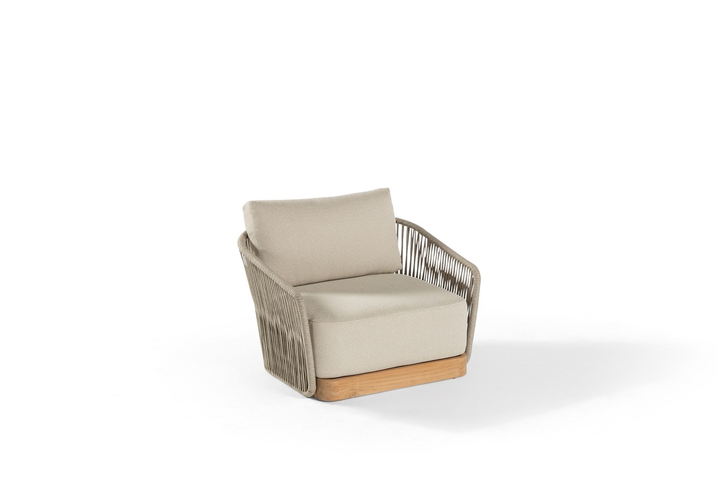 [97481] Nino 1-seat teak rope + cush and cover
