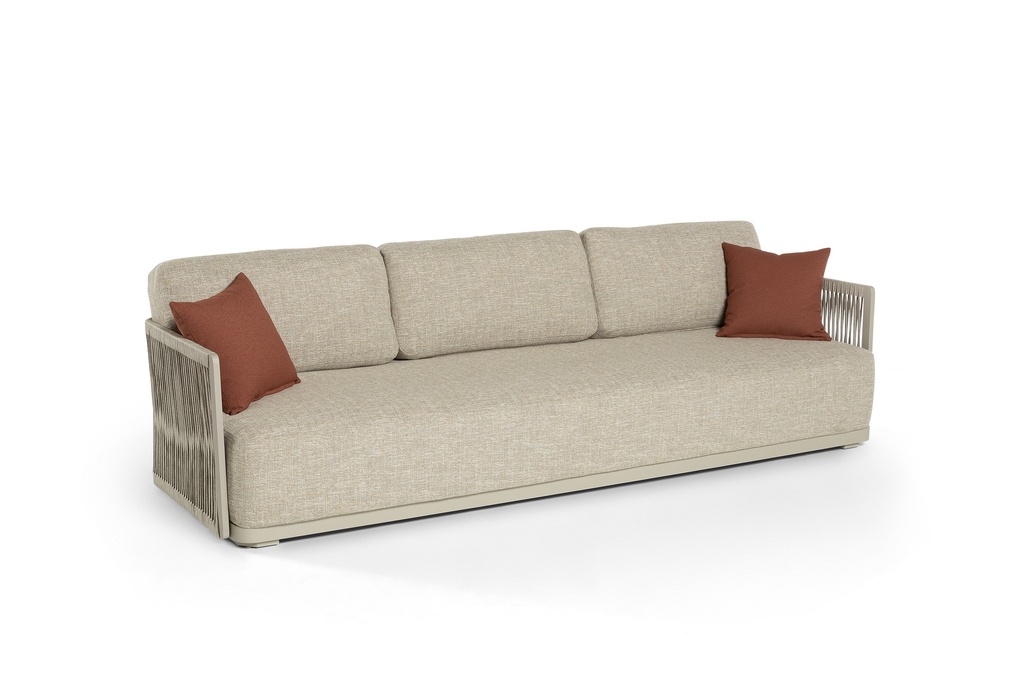 [97485] Melbourne 3-seat alu linnen rope + cush palido light taupe