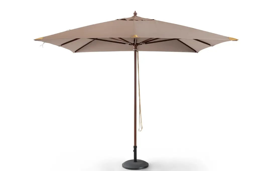 [56002] Wooden umbrella 300 x 300 olefin taupe