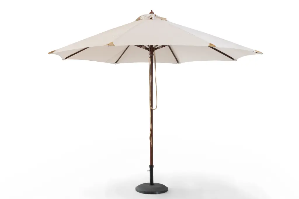 Wooden umbrella 350 cm round olefin ecru