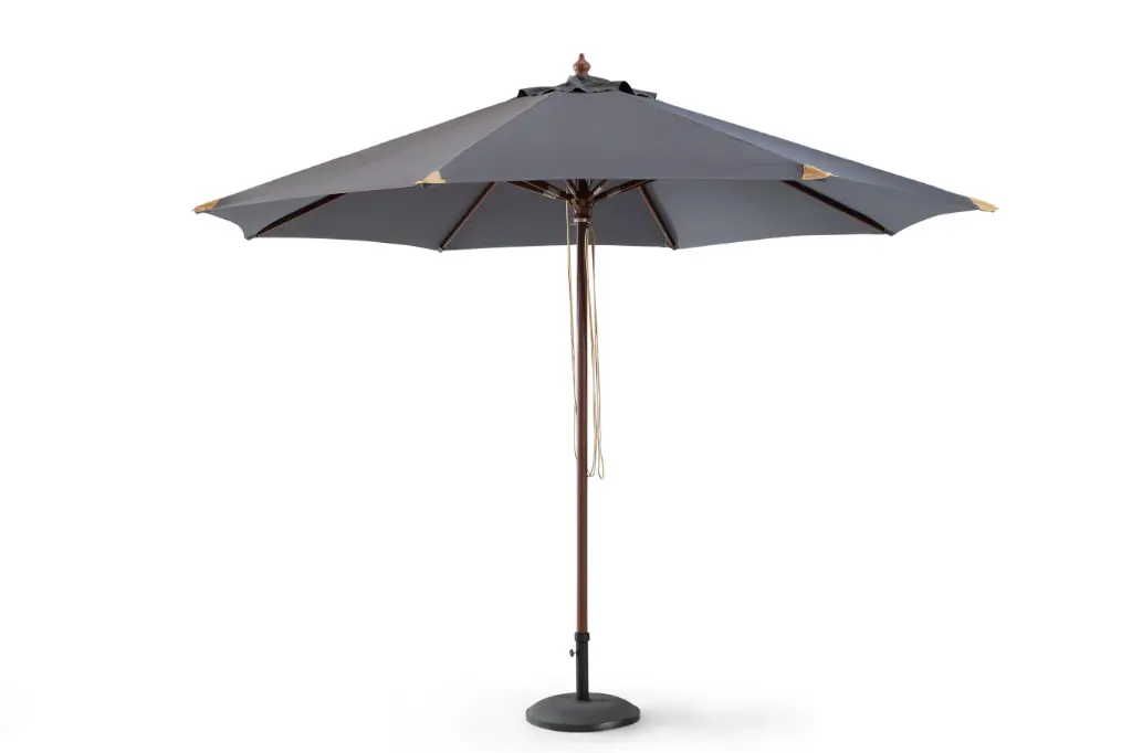 Wooden umbrella 350 cm round olefin grey