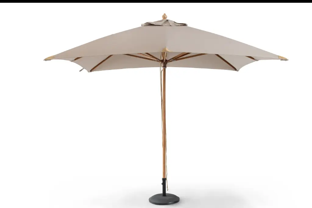 Parasol teak 300 x 300 olefin sand