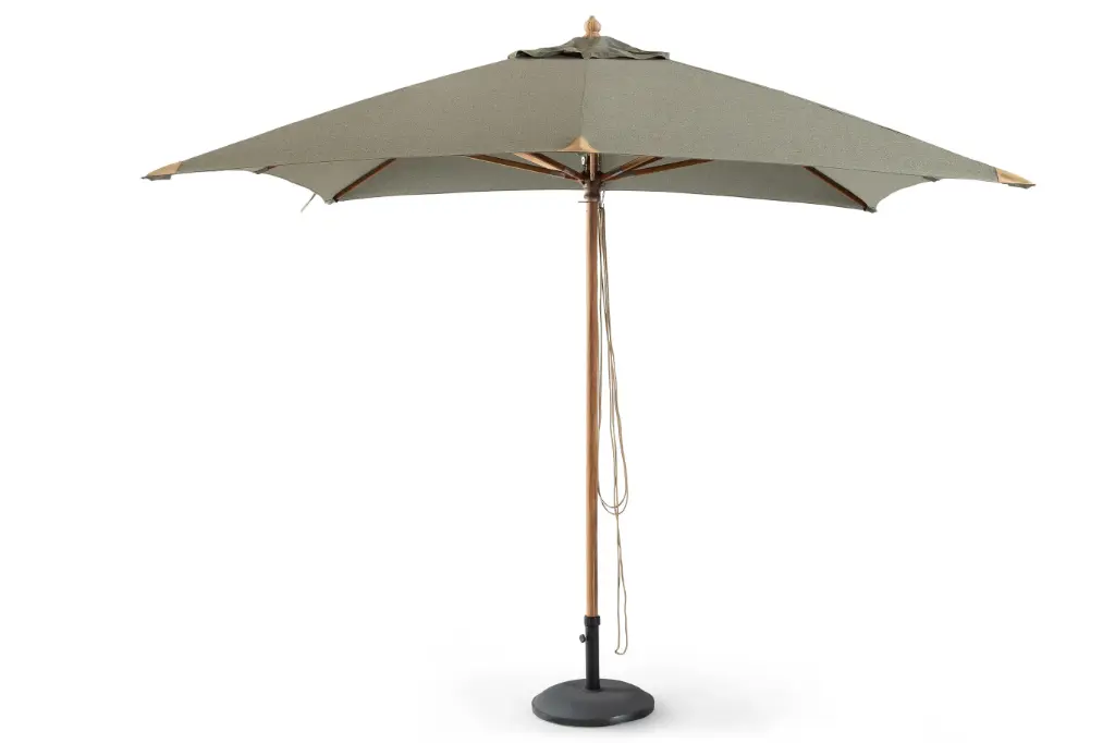 Parasol teak 300 x 300 olefin green