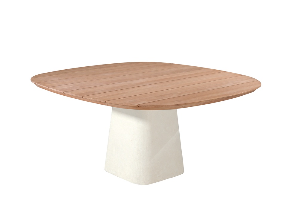 Tiago dining table 160x160 cement base/teak top