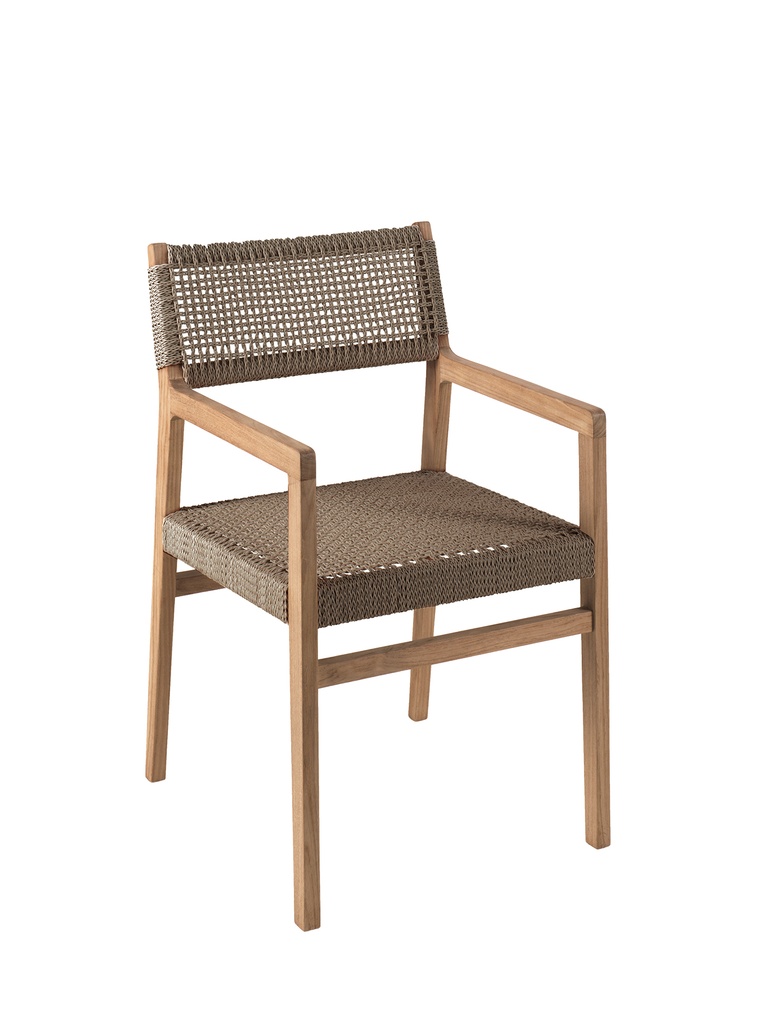 [97456] Luna dining chair teak / wicker brown + cush