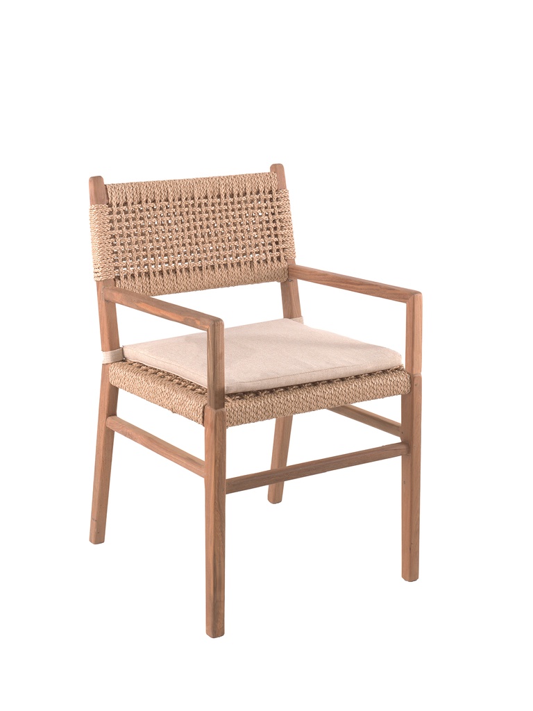Menorca dining chair recycled teak + rope + cush