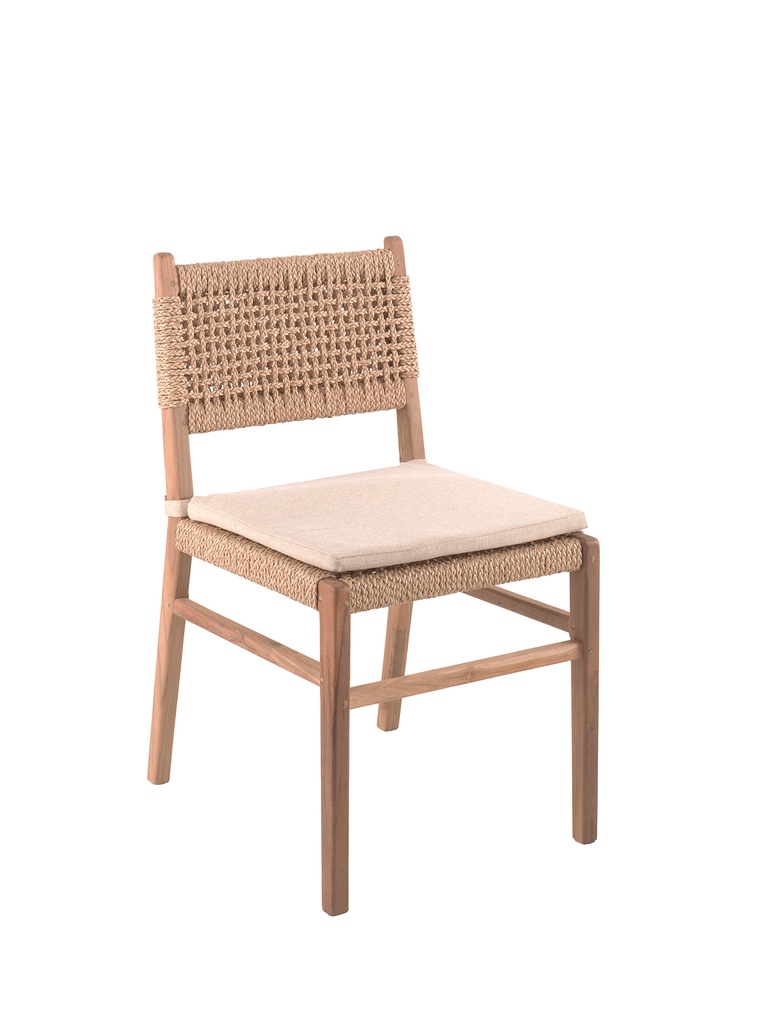[99994] Menorca side chair recycled teak + rope + cush