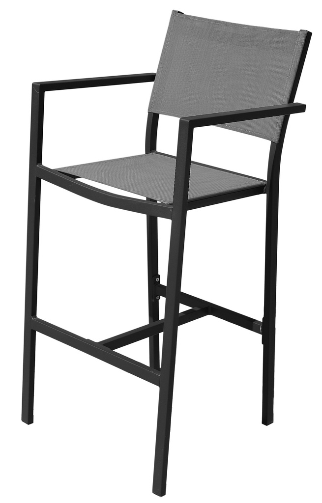 Poniente bar chair alu charcoal textylene silver g
