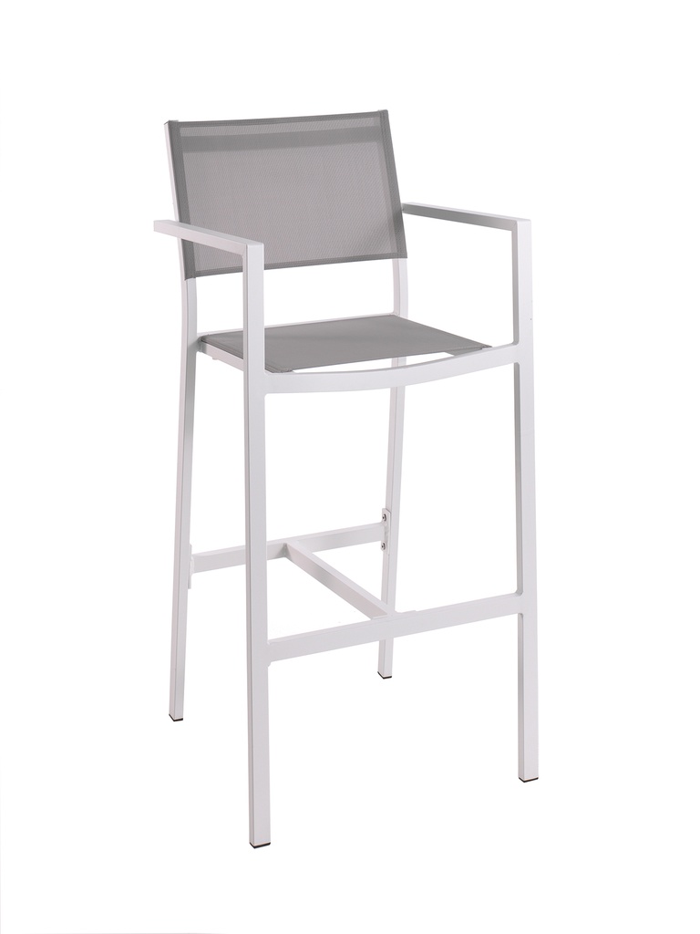 Poniente bar chair alu white textylene grey