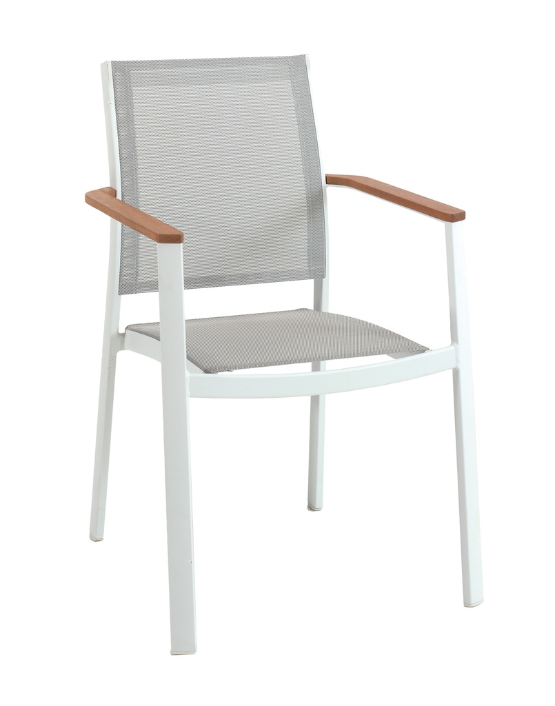 [95074] Bilbao stacking chair alu white /textylene grey li