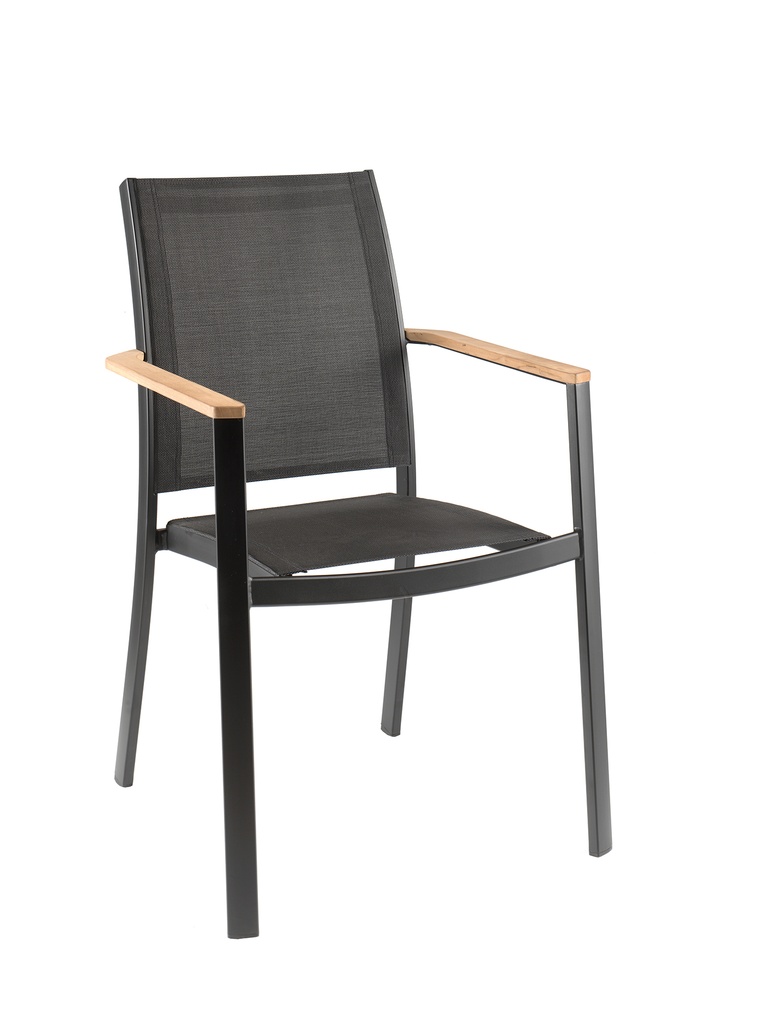 [95075] Bilbao stacking chair alu black textylene black