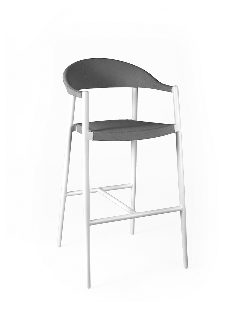 Matteo bar chair alu white textylene light grey