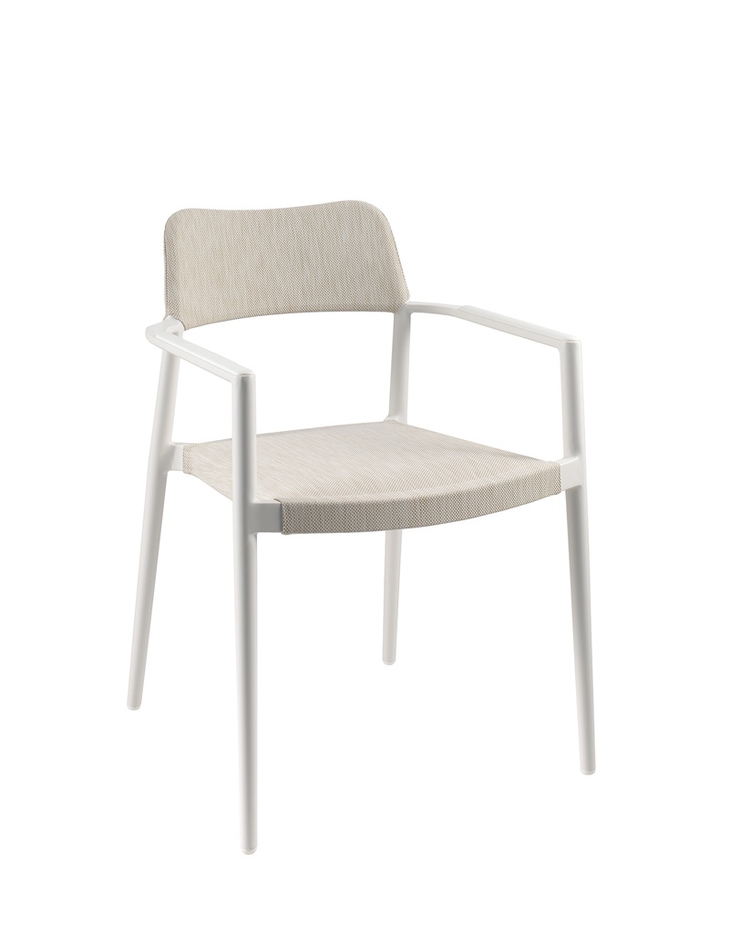 Chili dining armchair alu white text white/sand qd
