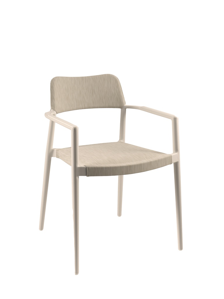Chili stacking chair alu sand and textylene beig