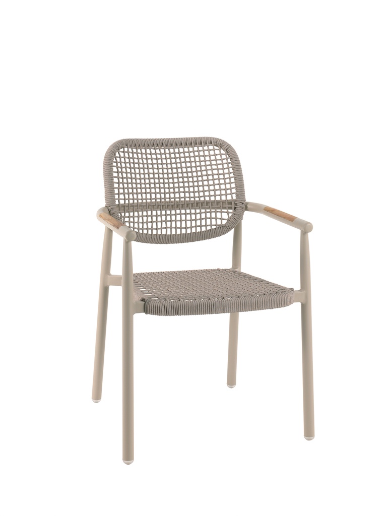 Midleton stacking chair alu sand rope beige teak a