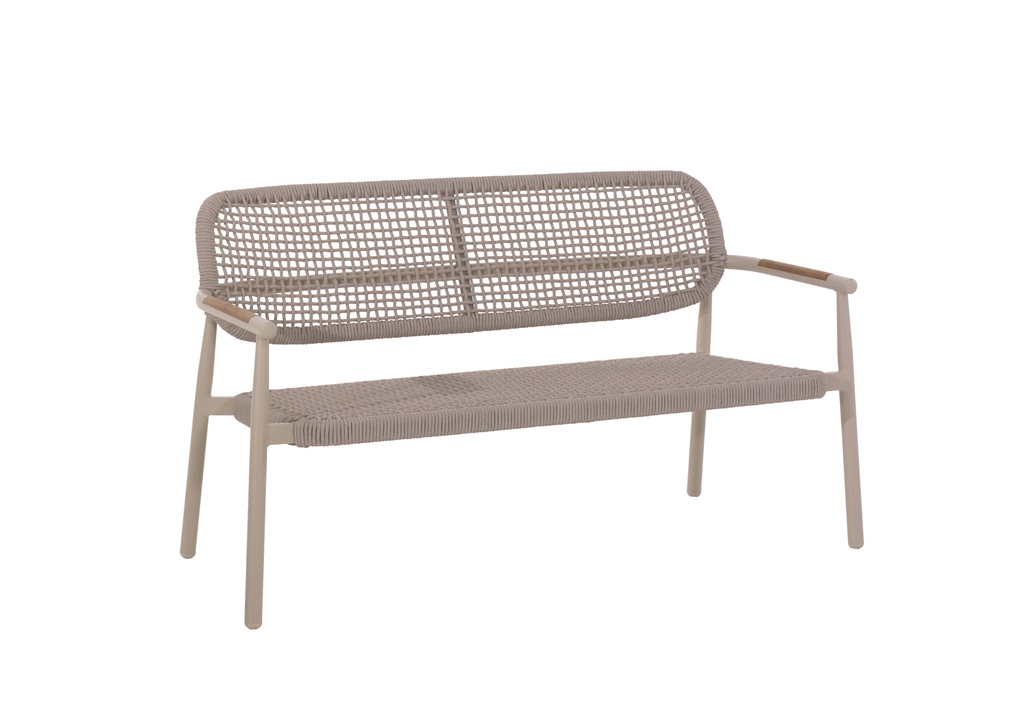 Midleton 2-seat alu sand rope beige teak arm
