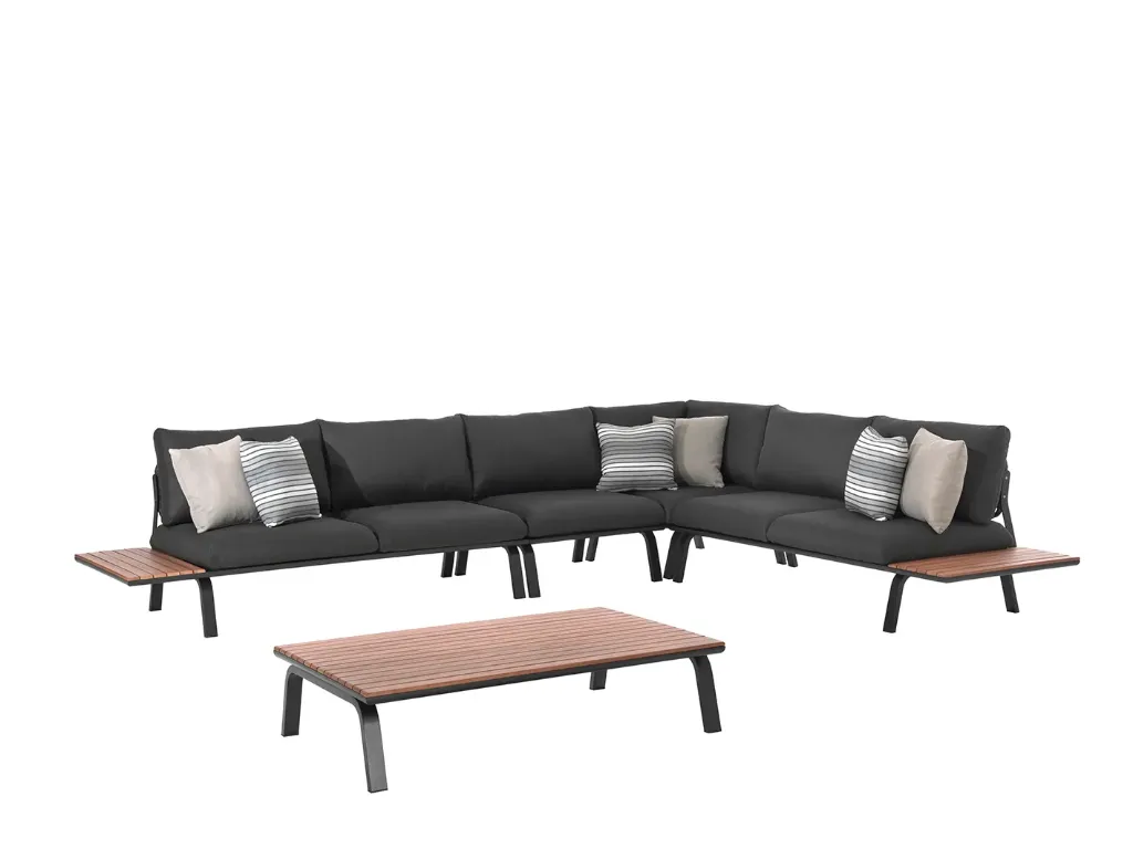 Fuerte modular set alu back cush dark grey + pillo