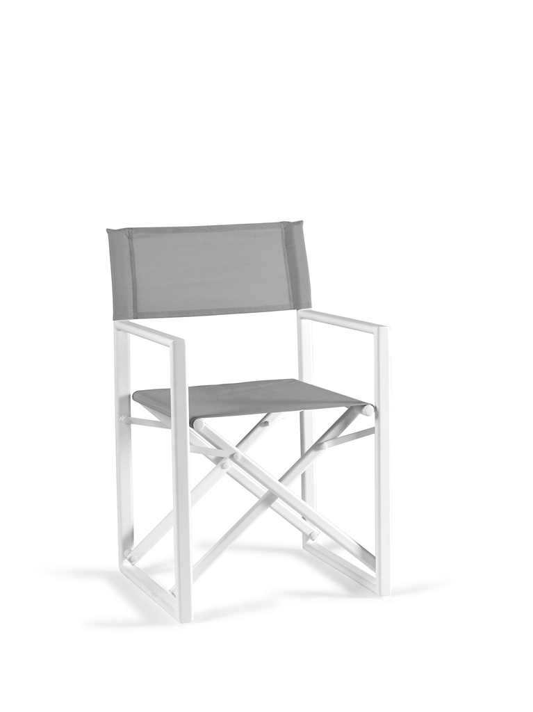 [97512] Javea director chair alu white mat textylene grey