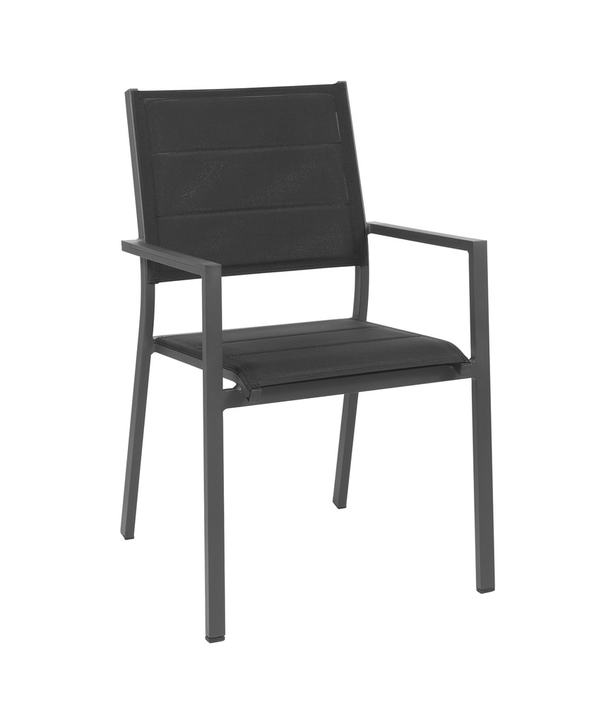 Capri stacking chair alu charcoal text black