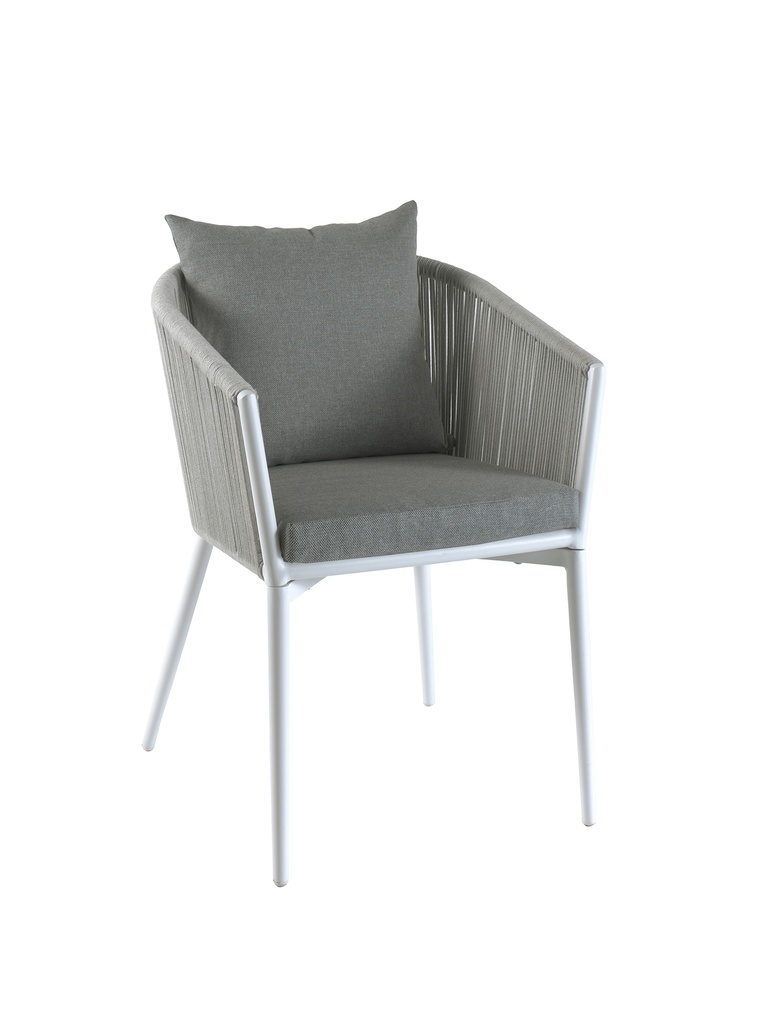 [97694] Uno dining chair alu white rope grey light