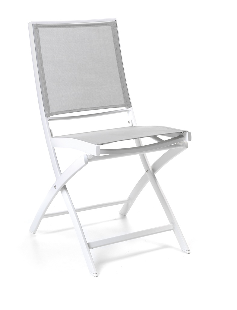 [97719] Cassis folding chair alu white textylene grey ligh