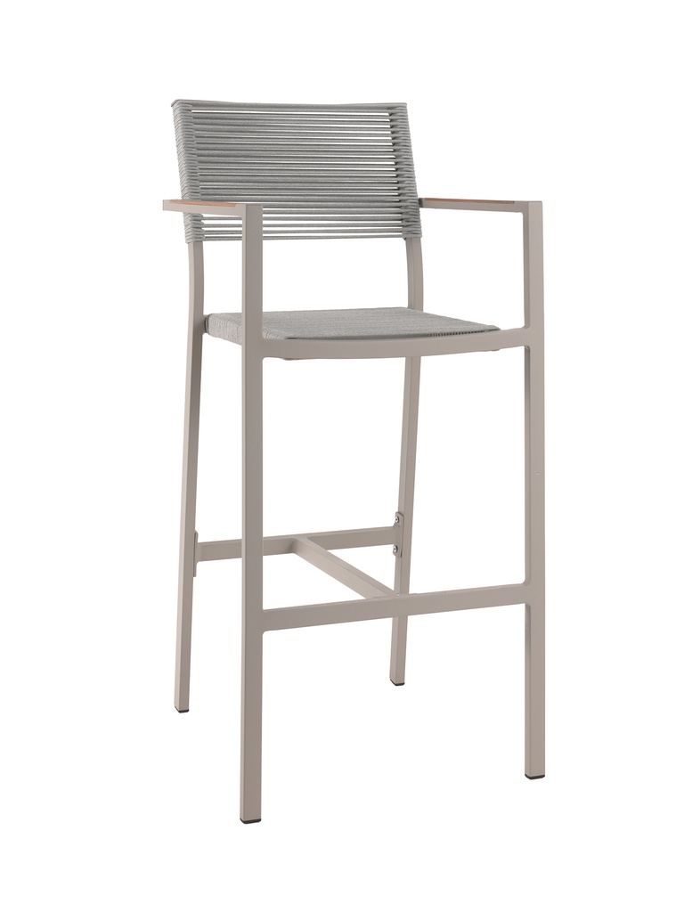 [97791] Aruba bar chair alu linnen teak arm