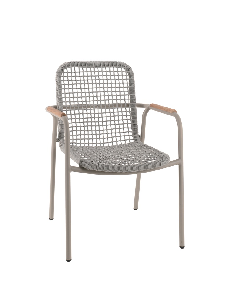 [97792] Diego alu linnen rope beige teak arm