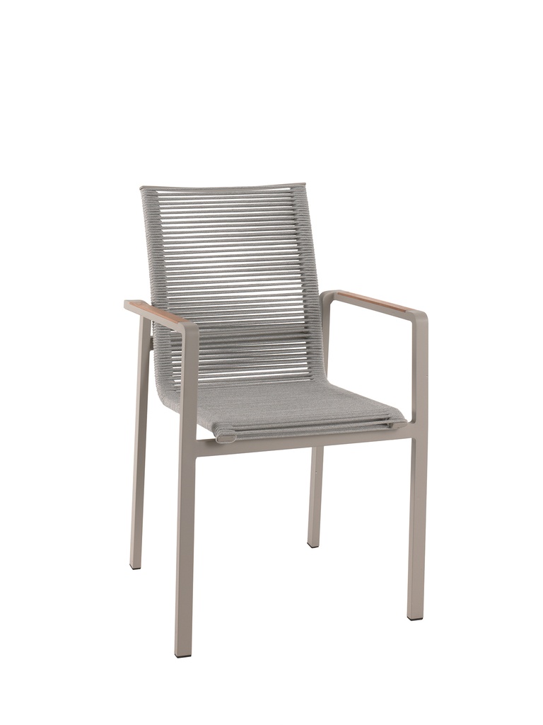 [97793] Aruba stacking chair alu linnen rope beige teak ar