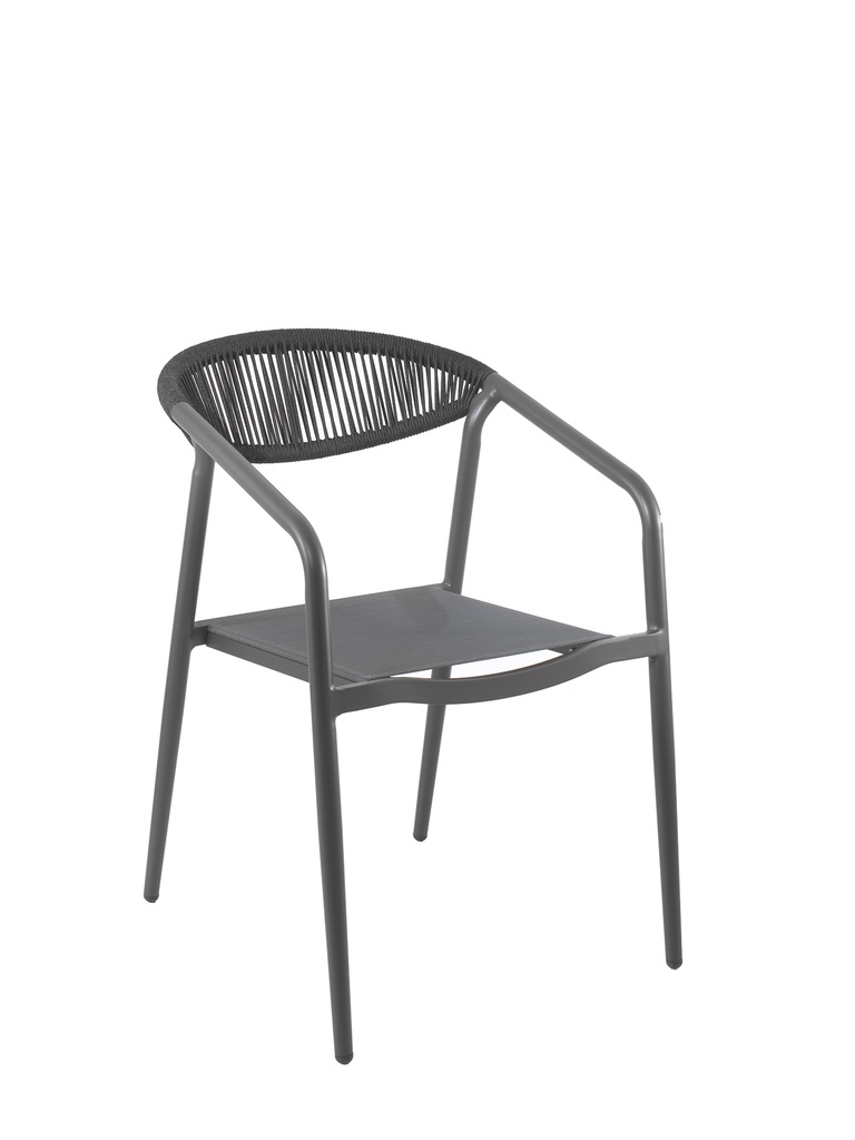 [98023] Genève stacking chair alu charcoal text + rope
