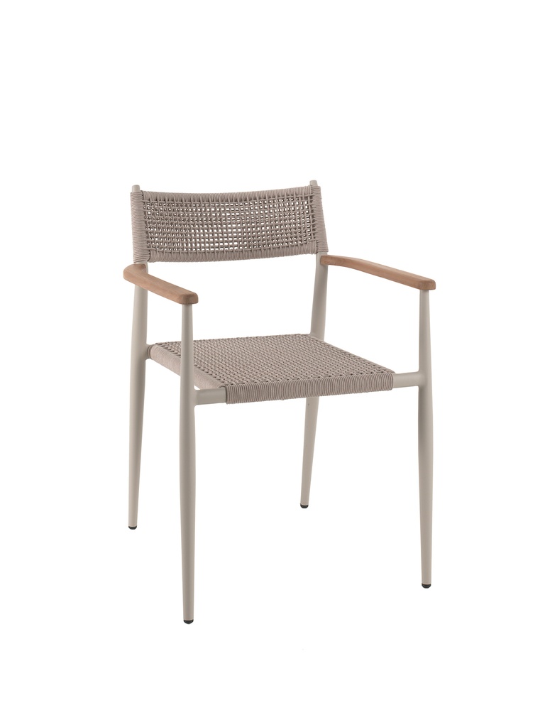 Leo stacking chair alu linnen rope sand