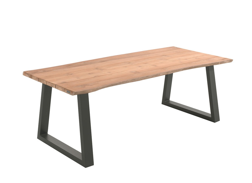 Tree trunk table 240x100 alu charocal teak