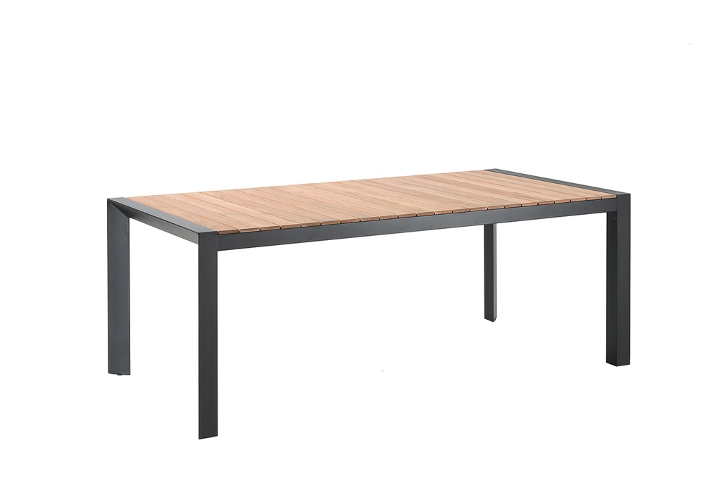 [95076] Braga table alu black teak top 202x100