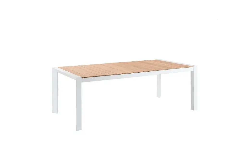 [95079] Braga table alu white teak top 202 x 100