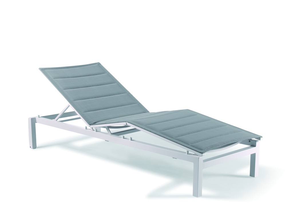 [96099] Tremezzo sunlounger alu white textylene light grey