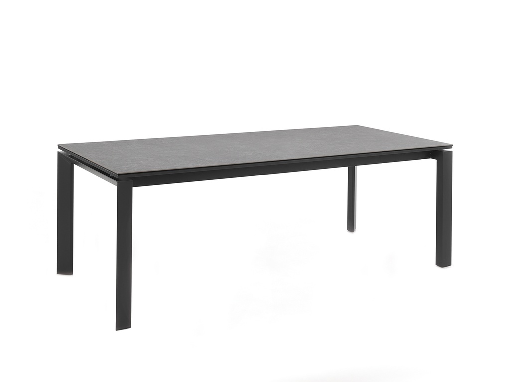 Bettini dining table 220/280 x 100 alu charc ceramic top