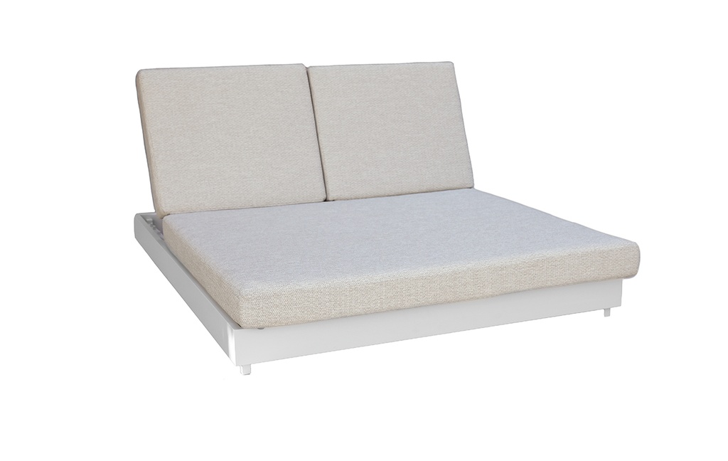 Ciro double sunlounger alu white cushion ecru