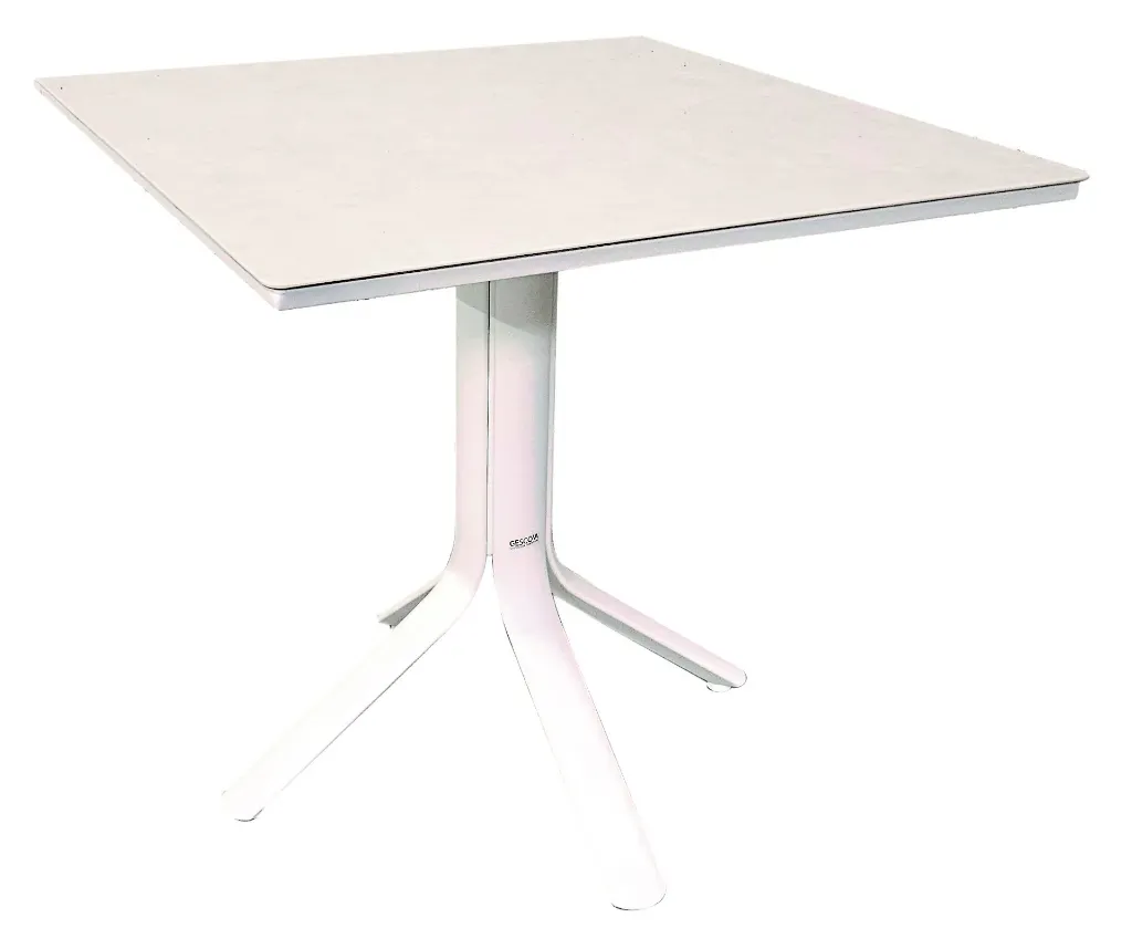 Salvador folding table 80x80 alu white+cer. grey L