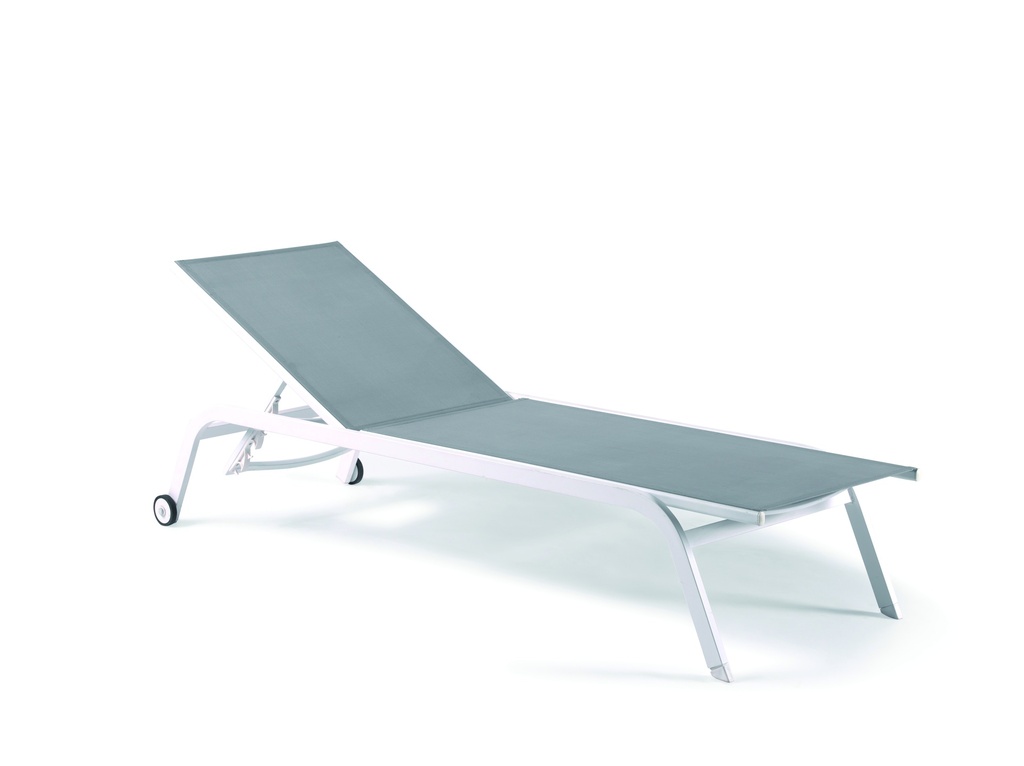 Navarro sunlounger alu white mat text grey light