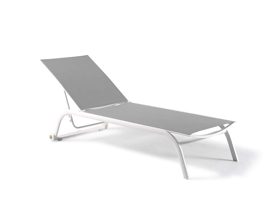 Zaragoza sunlounger alu white mat text grey light