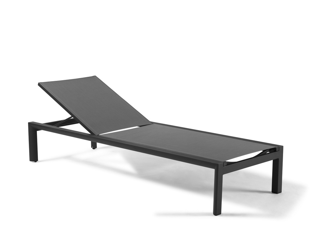 [97298] Vittorio sunlounger alu charc mat tex silver grey