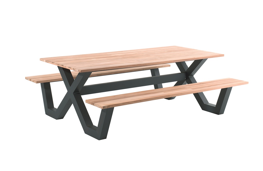 [97392] Carelli pic nic table 220x100 alu charc new teak t
