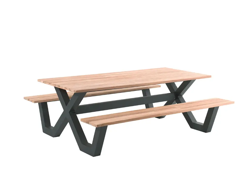 [97393] Carelli pic nic table 280x100 alu charc new teak t