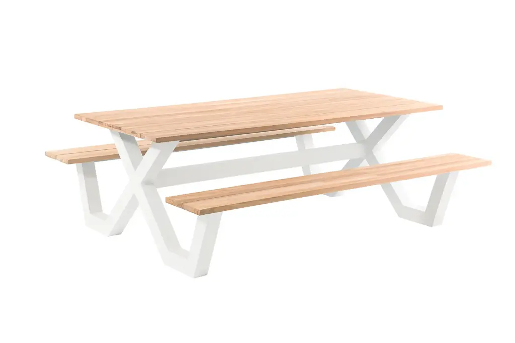 Carelli pic nic table 220x100 alu white new teak t