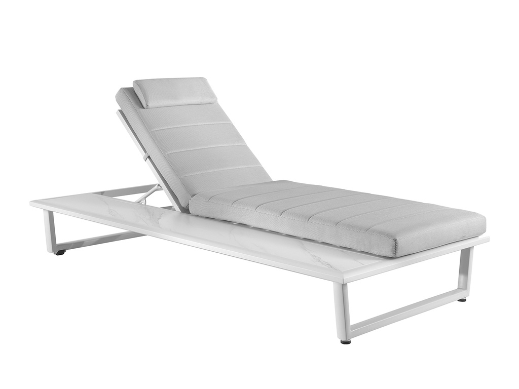 [97410] Barcelona sunlounger alu white with sintered stone