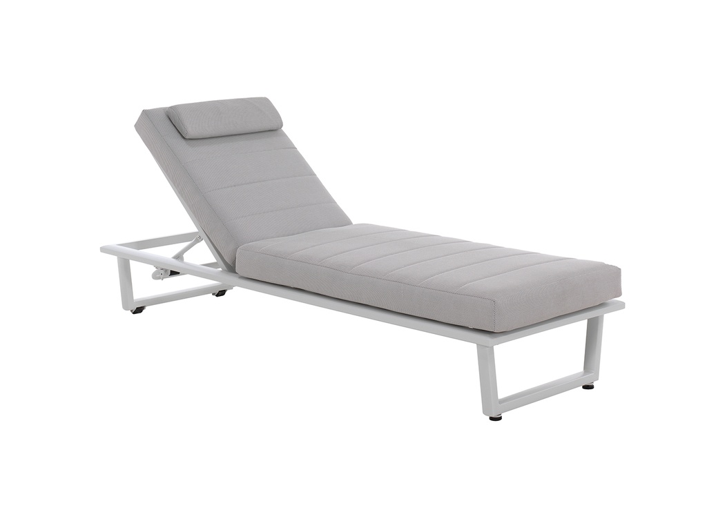 [97412] Madrid sunlounger alu white with cushion