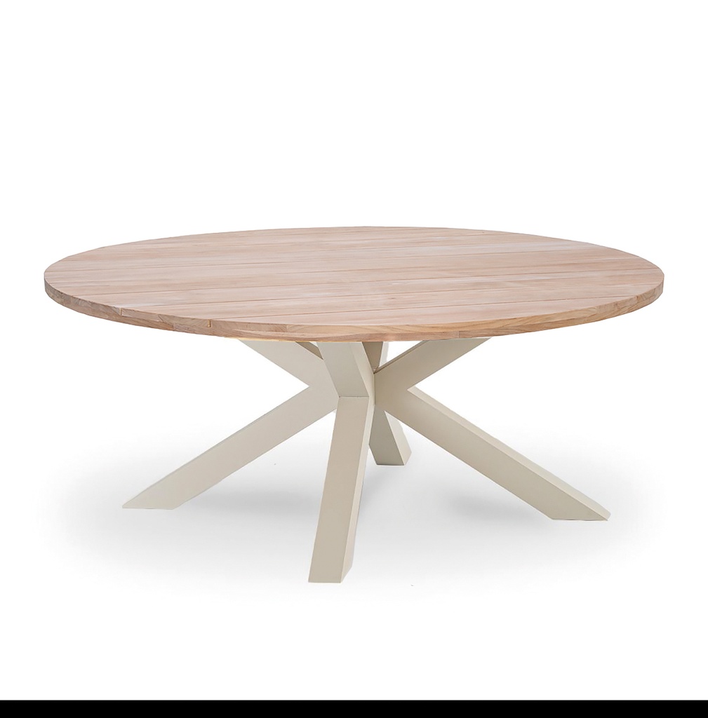 Feline dining table 180cm  alu linnen teak  top