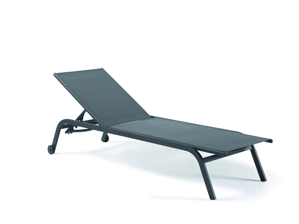 Navarro sunlounger alu charc text silver grey