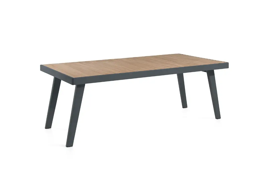 Corsica table alu charcoal + teak top 220x90