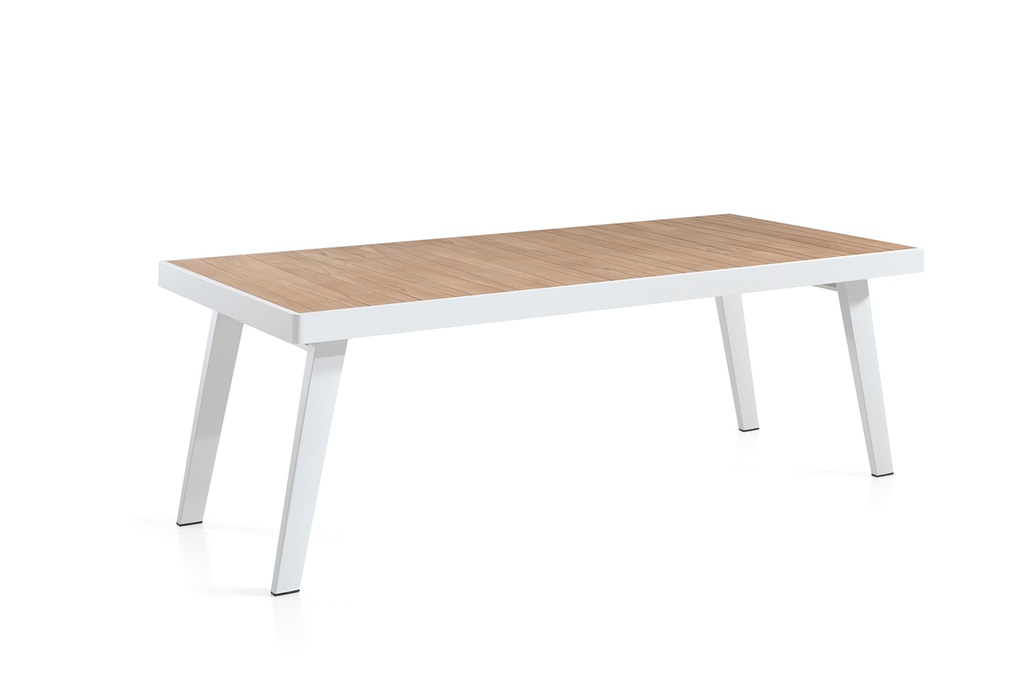 Corsica table 220 x 90 alu white + teak top